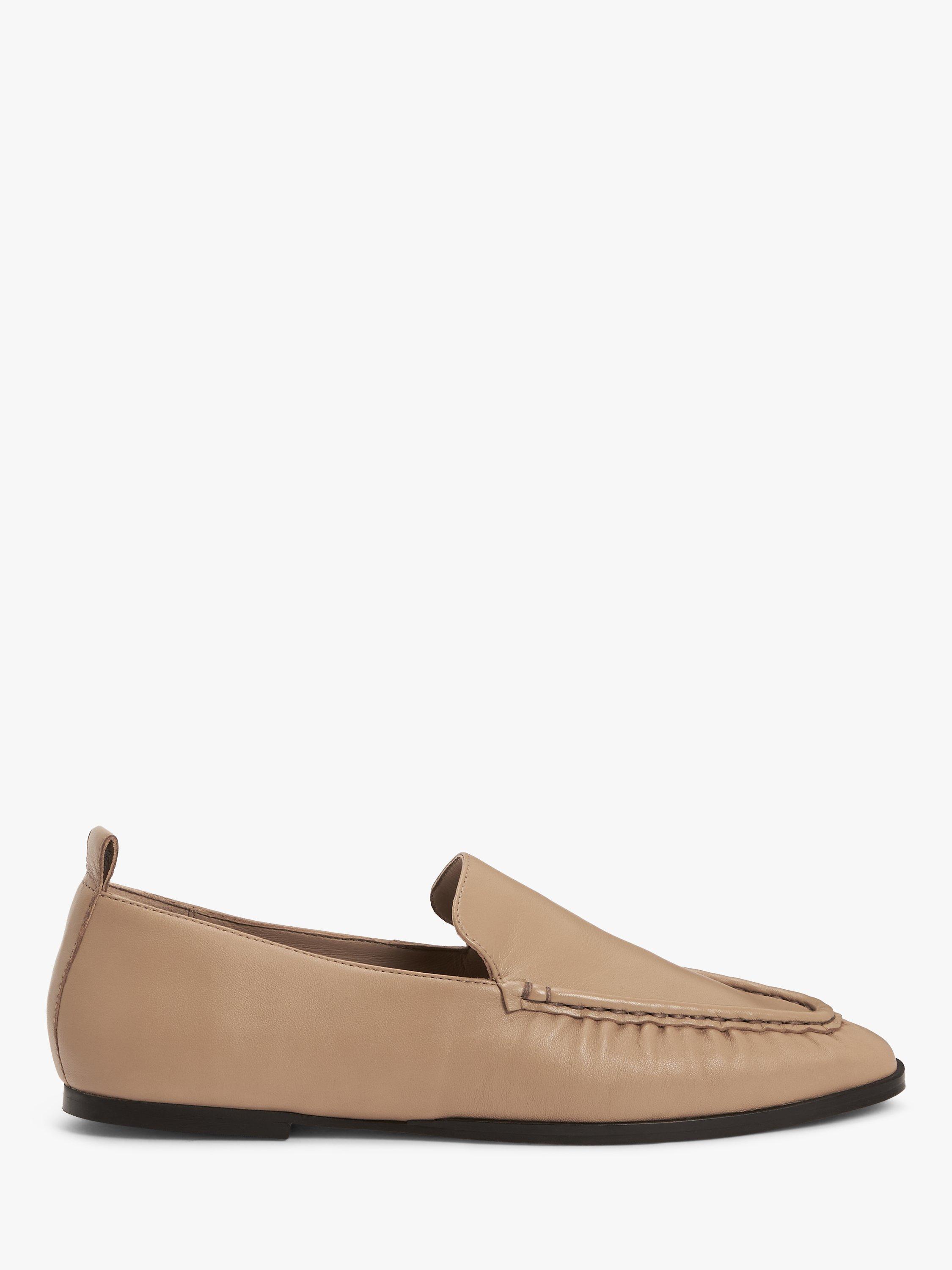 John Lewis Grayson Leather Soft Gathered Loafers, Biscuit