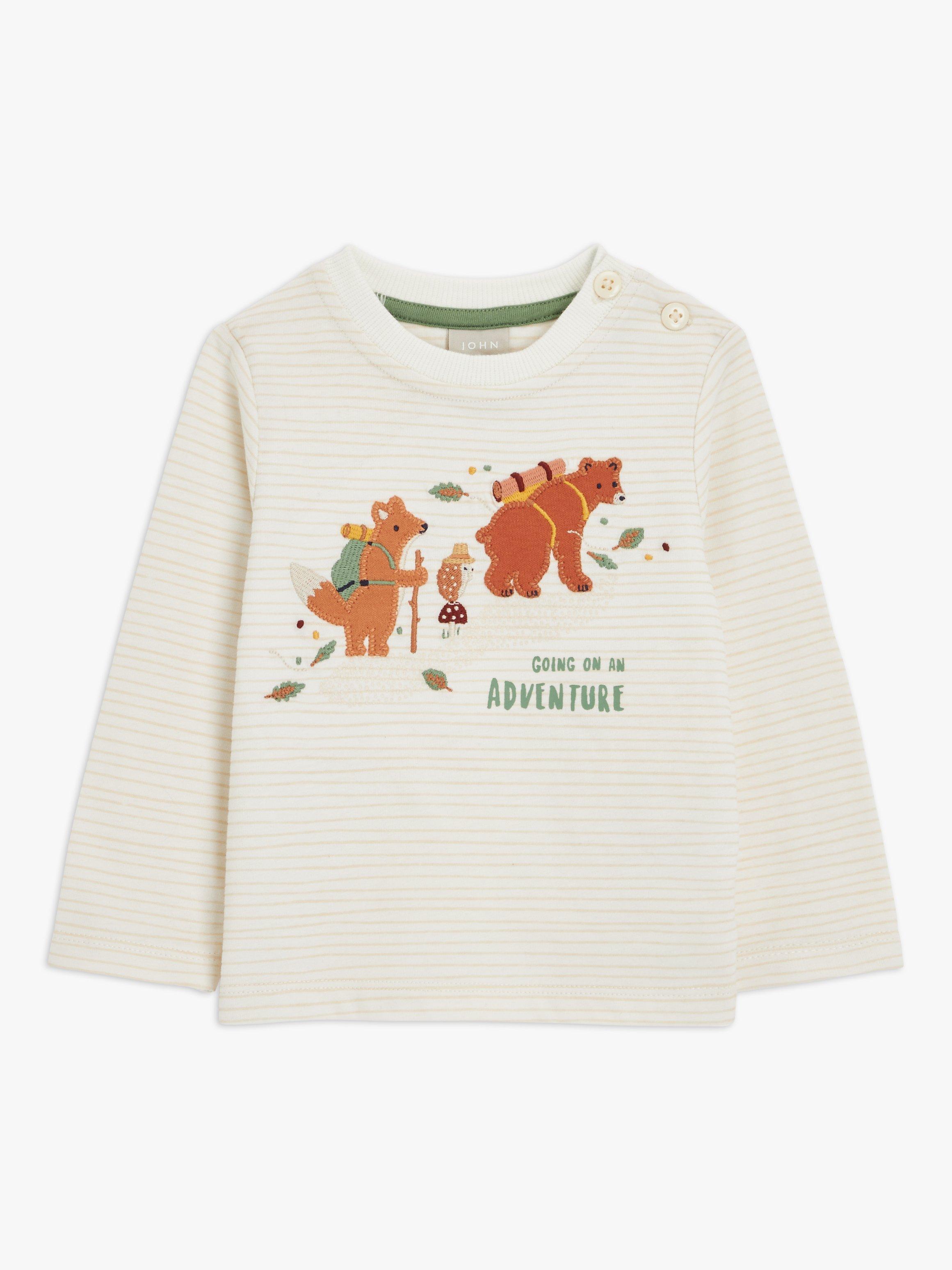John Lewis Baby Going On An Adventure Forest Friends Top, Cream/Multi