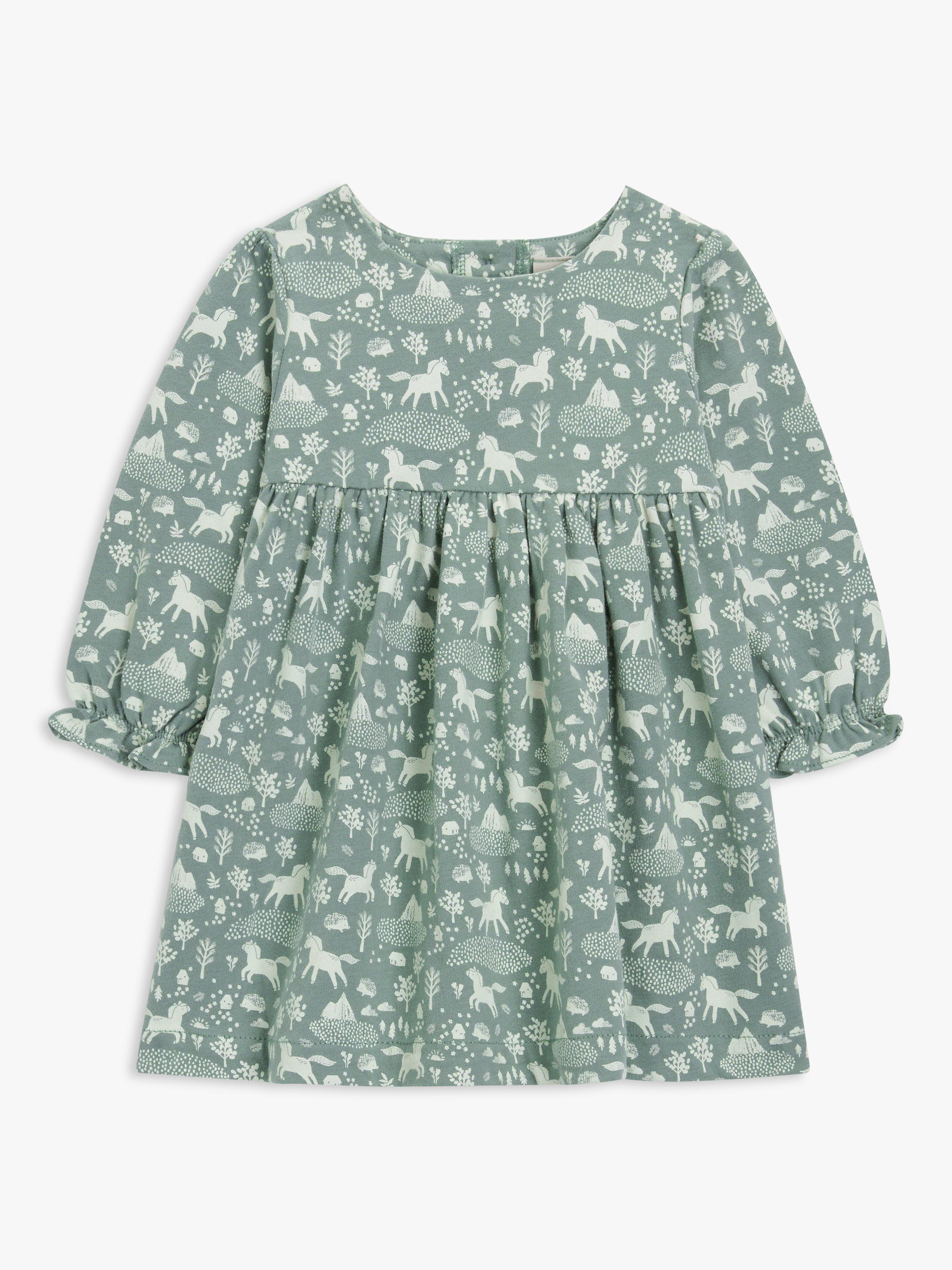 John Lewis Baby Pony Dress, Green