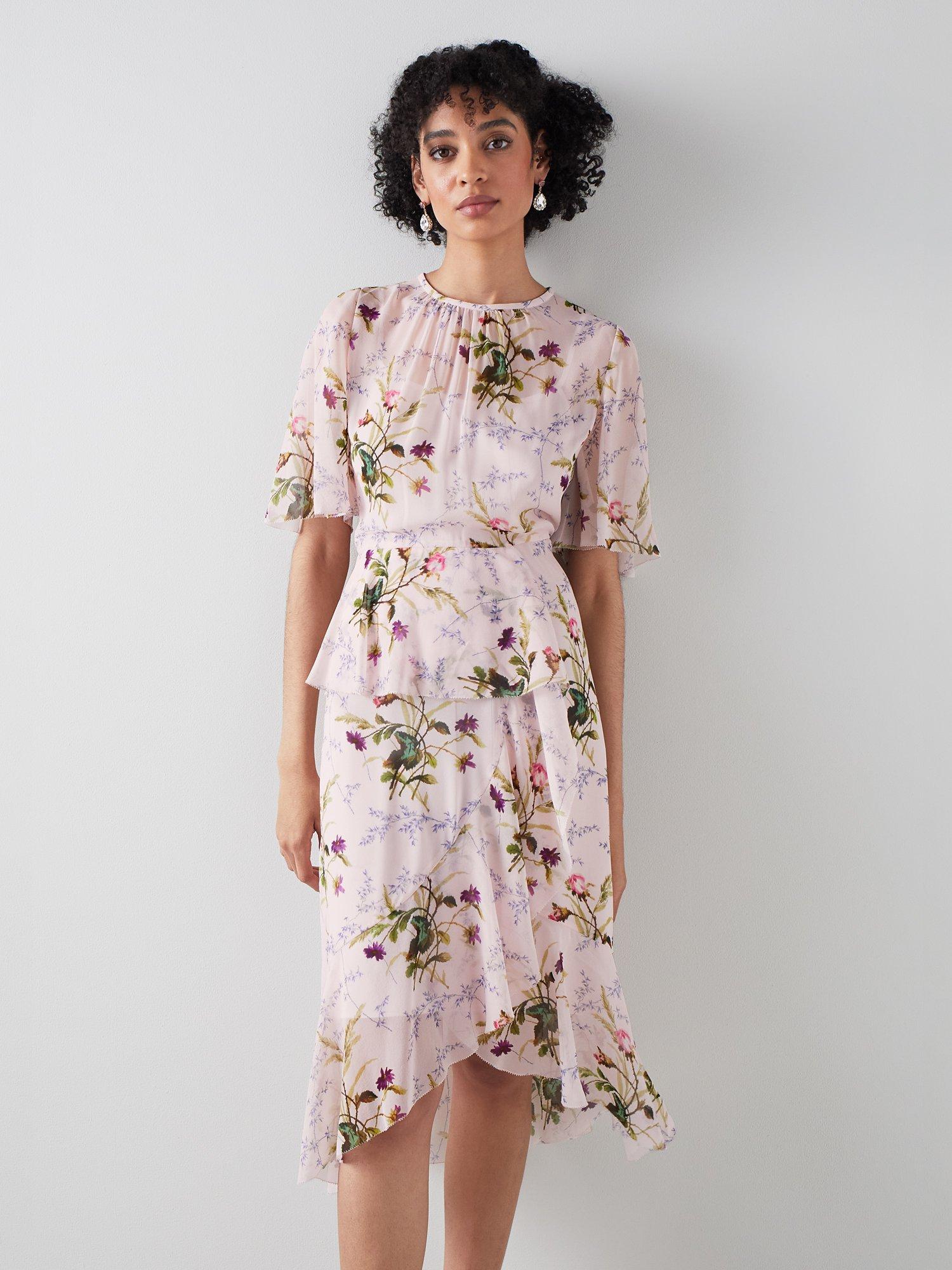 L.K.Bennett Royal Ascot x LKB Thea Meadow Scene Ruffle Dress, Pink