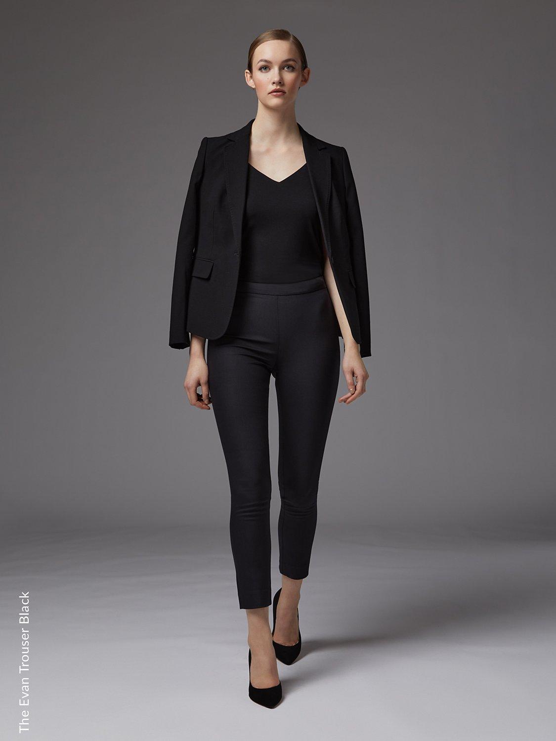 Product image 1 of 5, which shows L.K.Bennett Evan Cotton Blend Trousers, Bla-black, 6