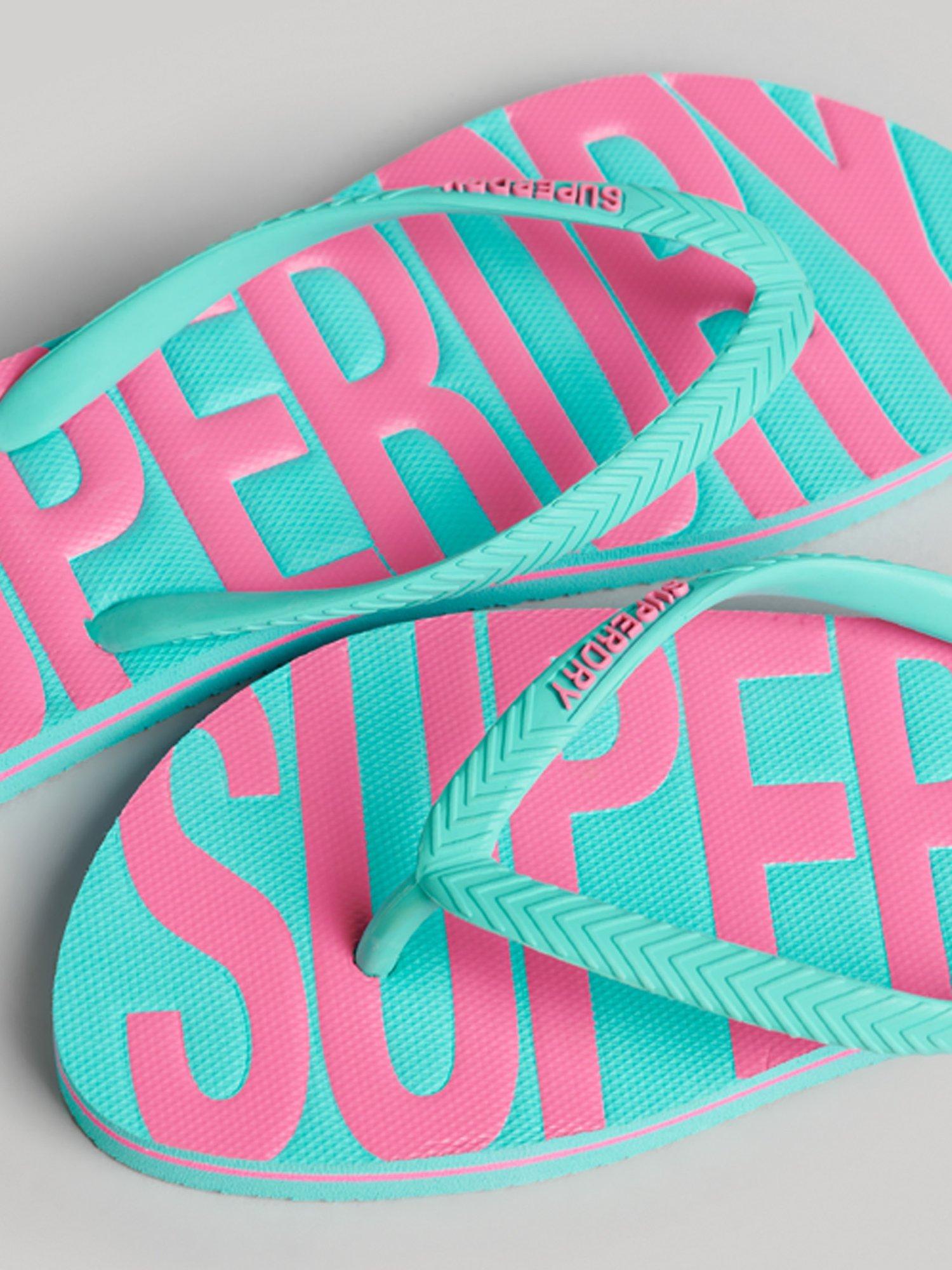 Product image 6 of 6, which shows Superdry Vintage Vegan Flip Flops, Aqua, S
