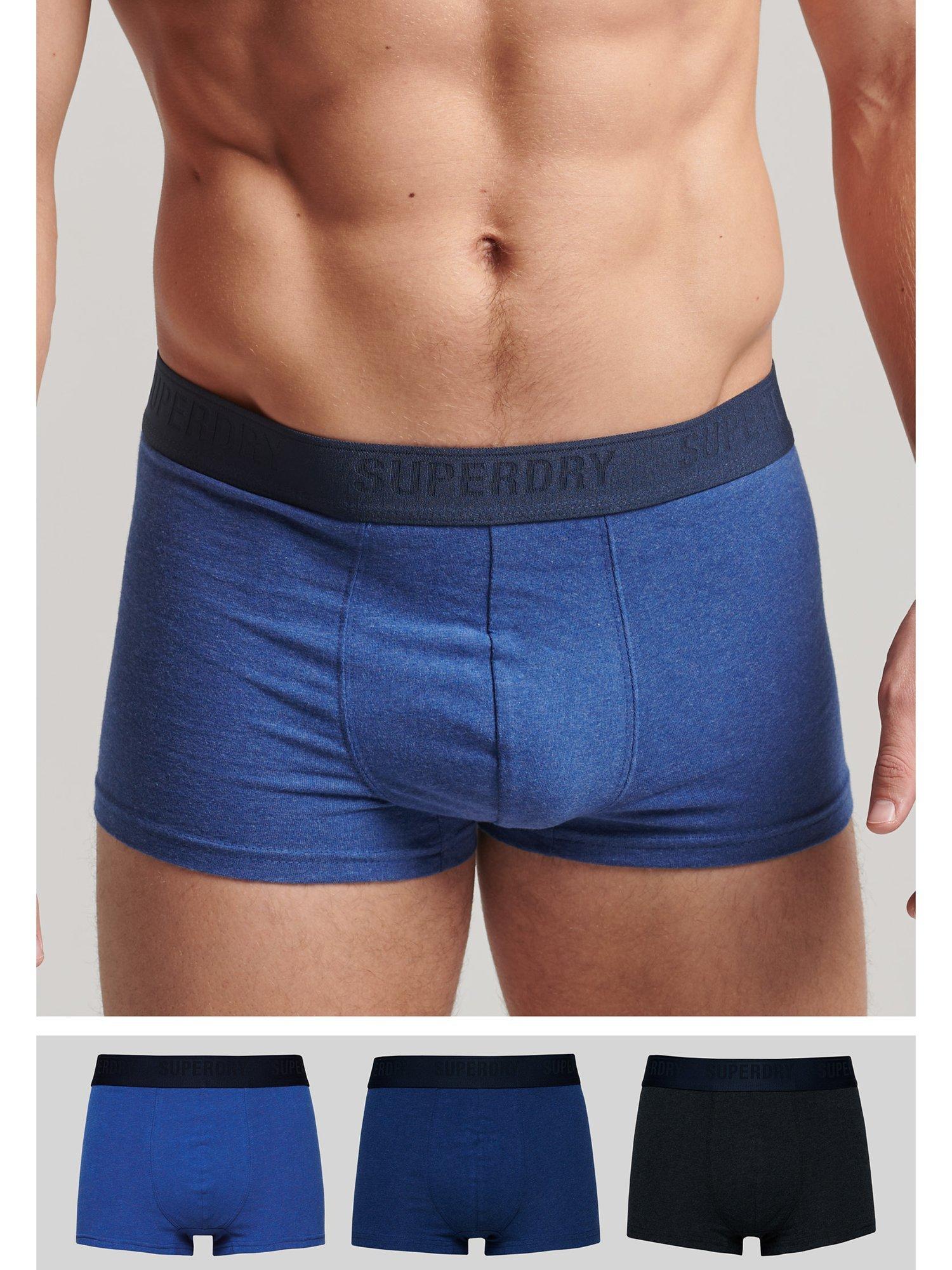 Superdry Organic Cotton Trunk Triple Pack, Navy/Bright Blue