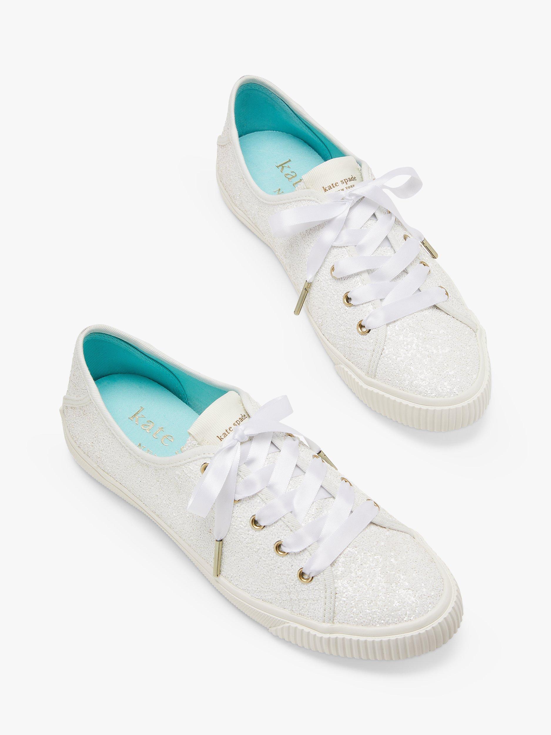 kate spade new york Trista Glitter Trainers Silver Gold