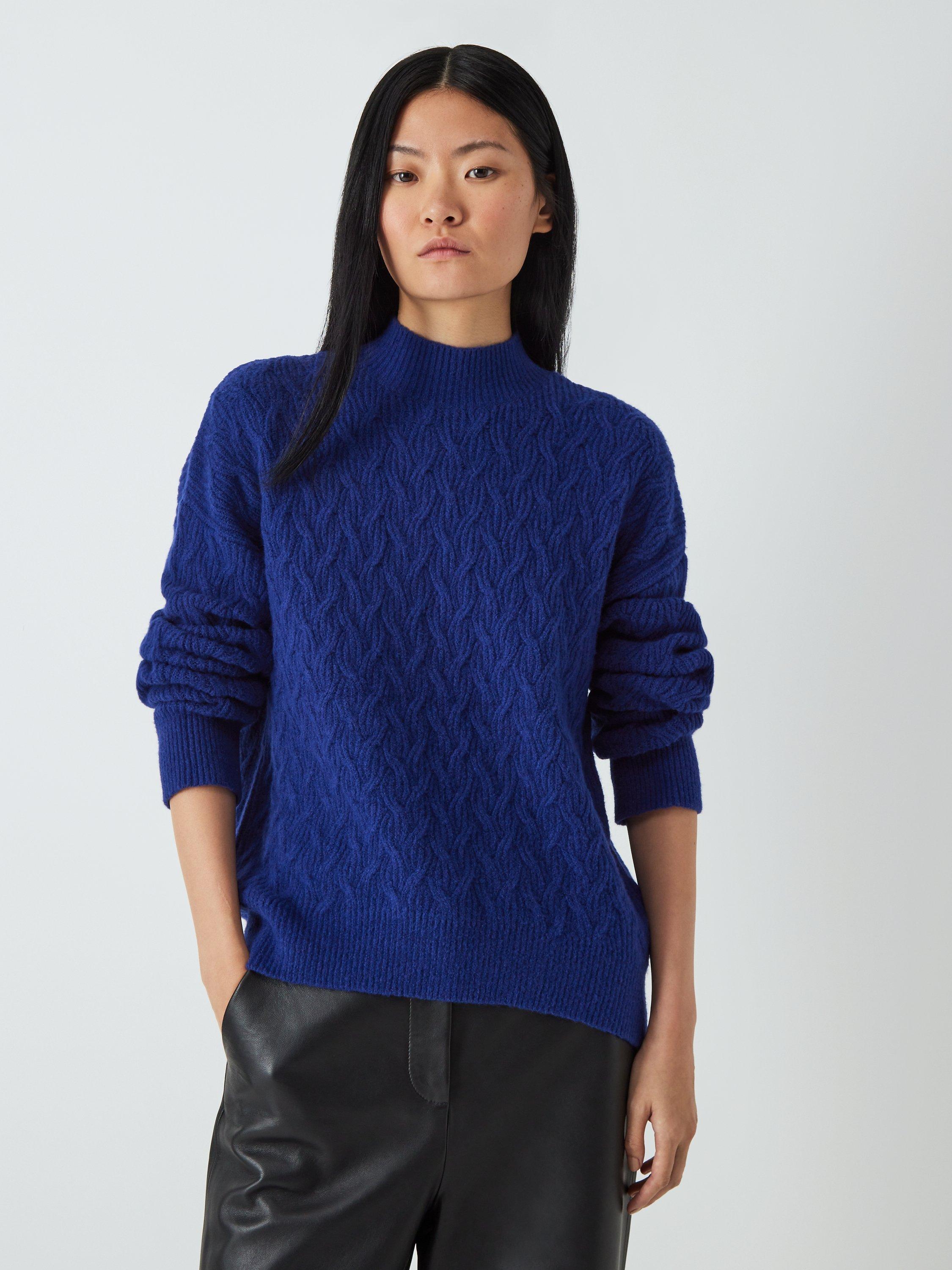 John Lewis Soft Funnel Neck Cotton Jumper, Royal Blue