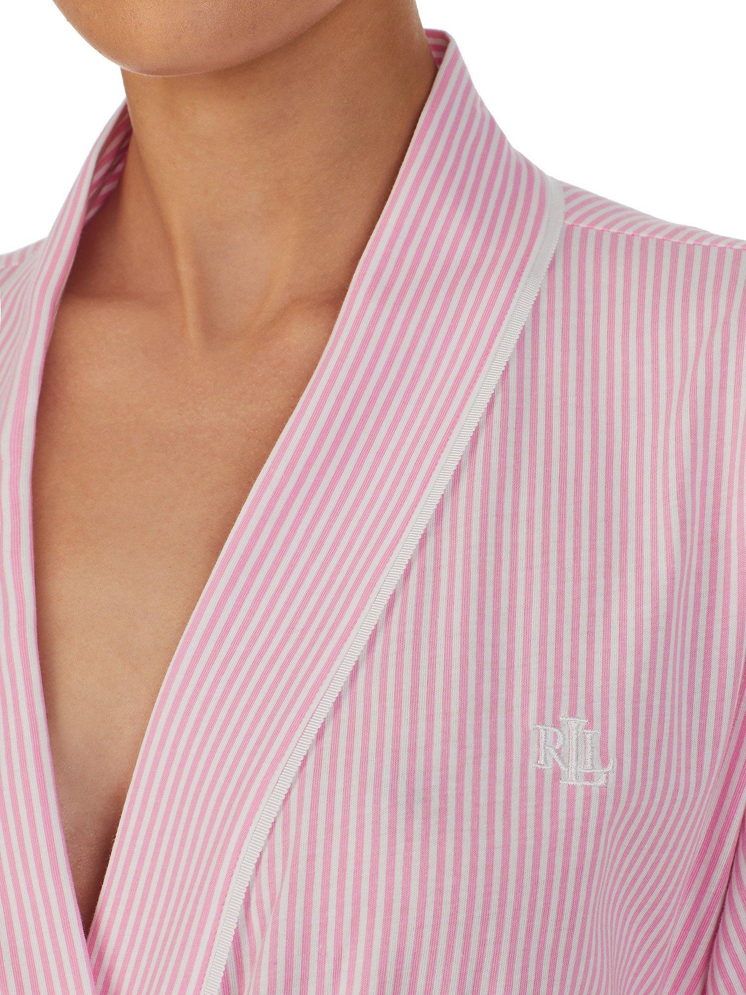 Product image 4 of 4, which shows Lauren Ralph Lauren Knit Kimono Wrap Robe, Pink, S