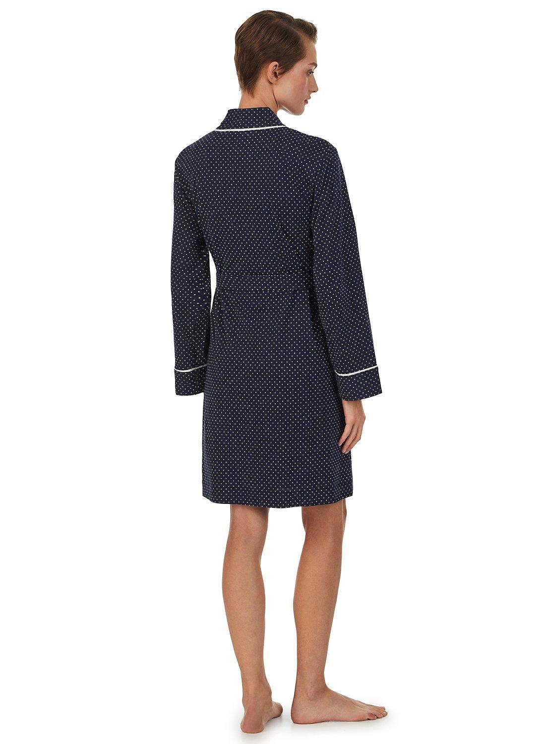 Product image 2 of 3, which shows Lauren Ralph Lauren Knit Kimono Wrap Robe, Navy, S
