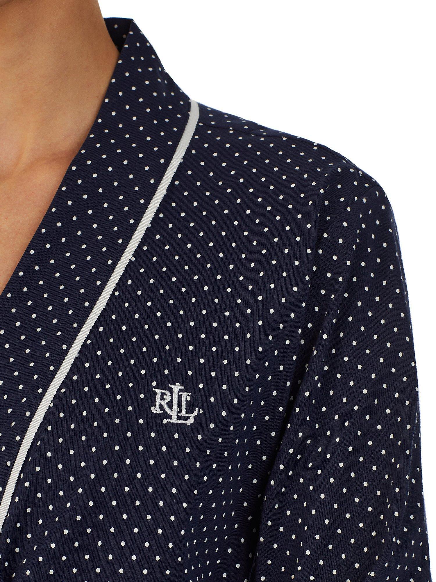 Product image 3 of 3, which shows Lauren Ralph Lauren Knit Kimono Wrap Robe, Navy, S
