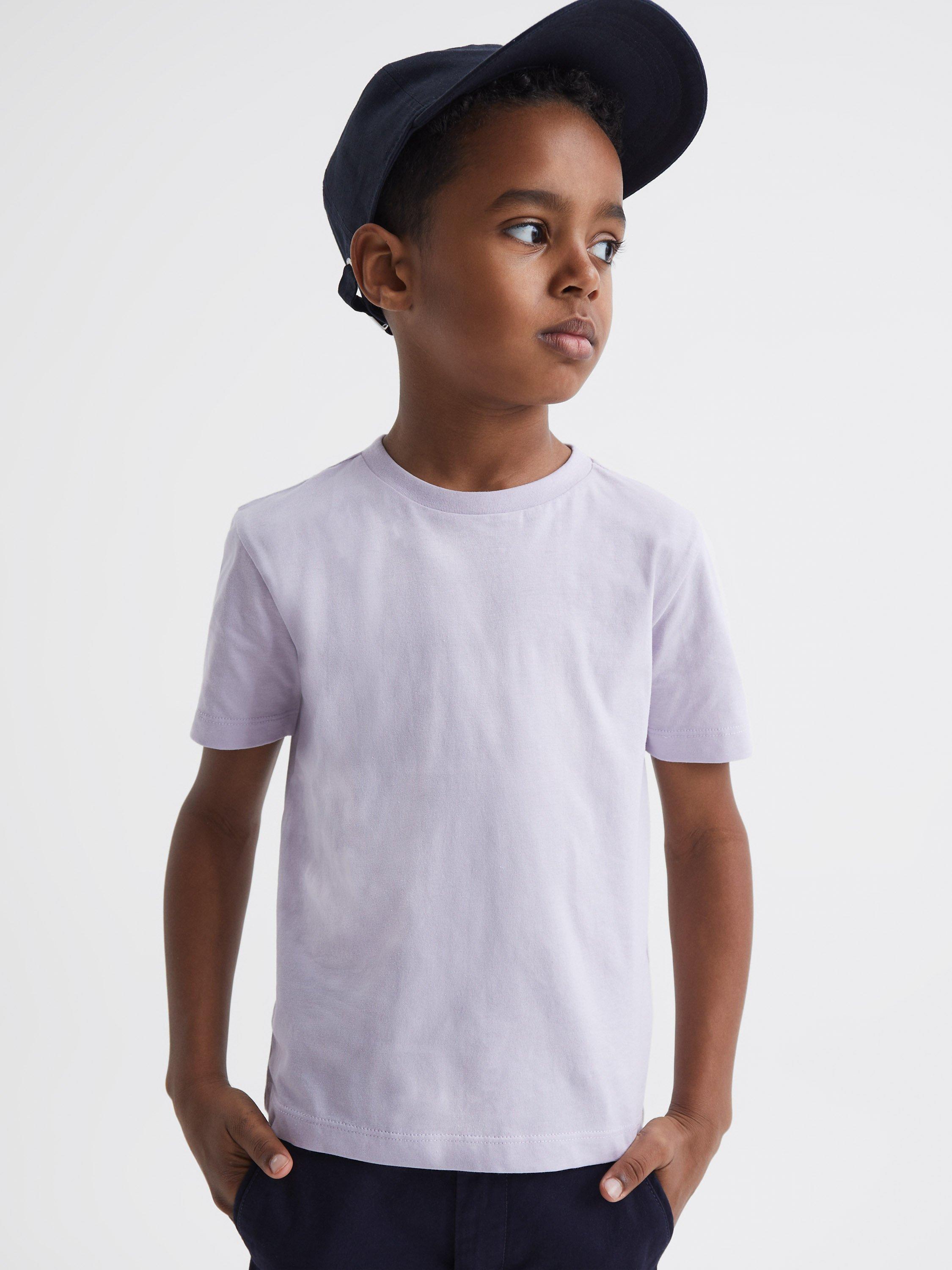 Reiss Kids' Bless Plain Crew Neck T-Shirt, Lilac