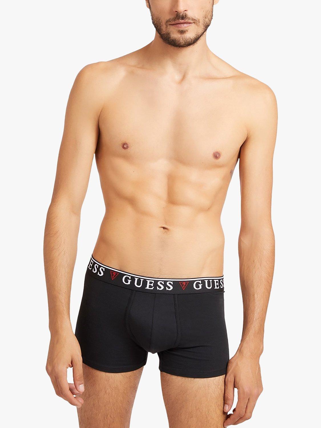 GUESS Logo Banded Trunks, Pack of 3, Jet Black, S
