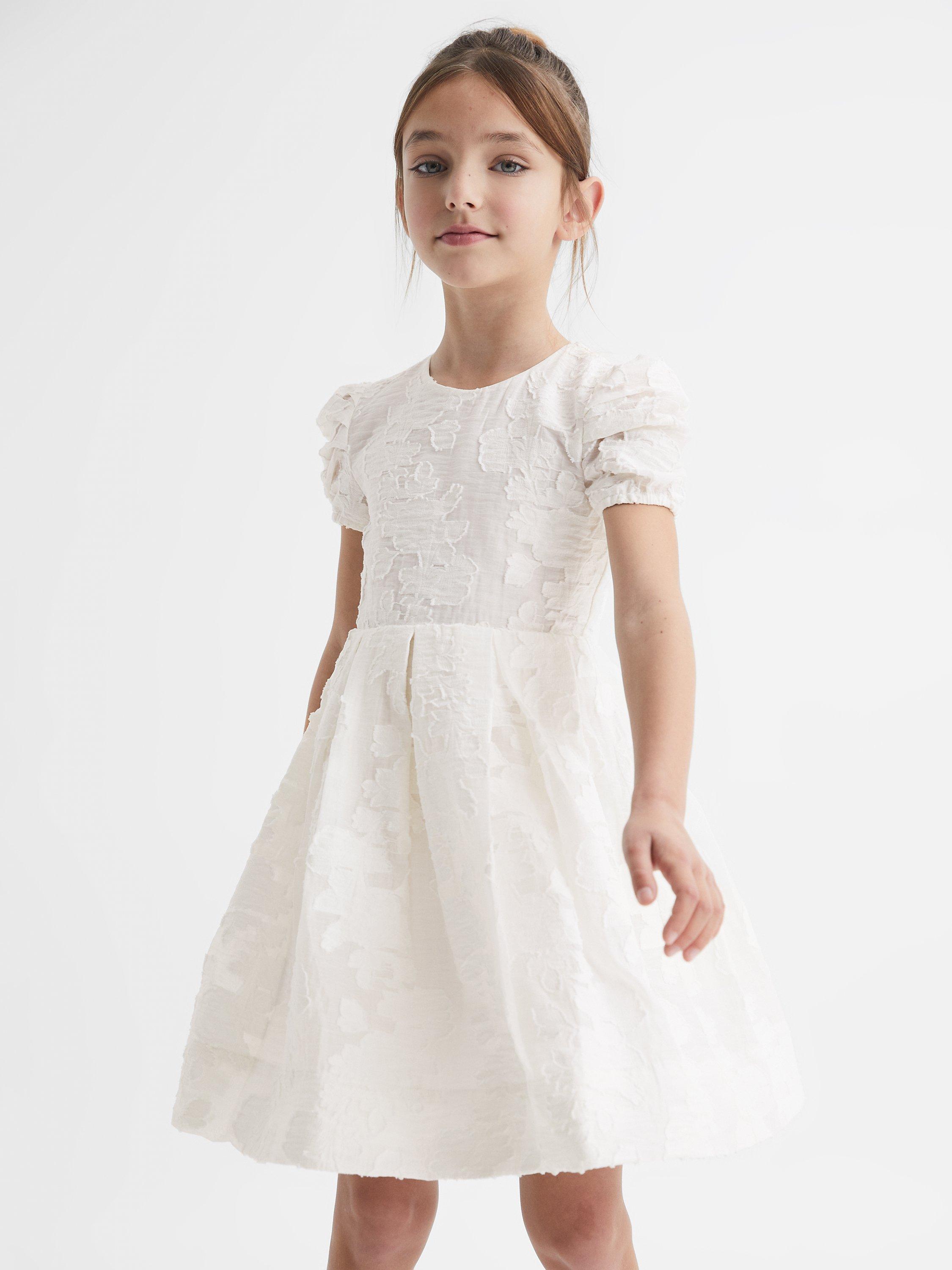 Reiss Kids' Amalie Floral Print Textured Occasion Dress