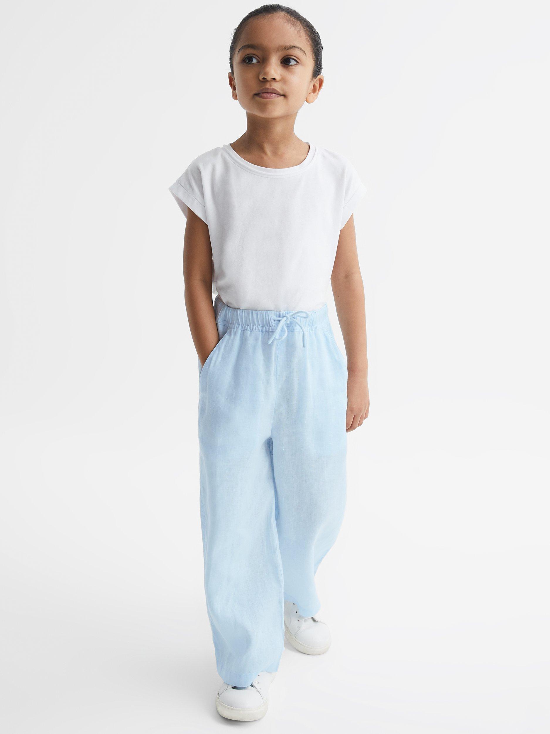Reiss Kids' Cleo Linen Trousers, Ice Blue