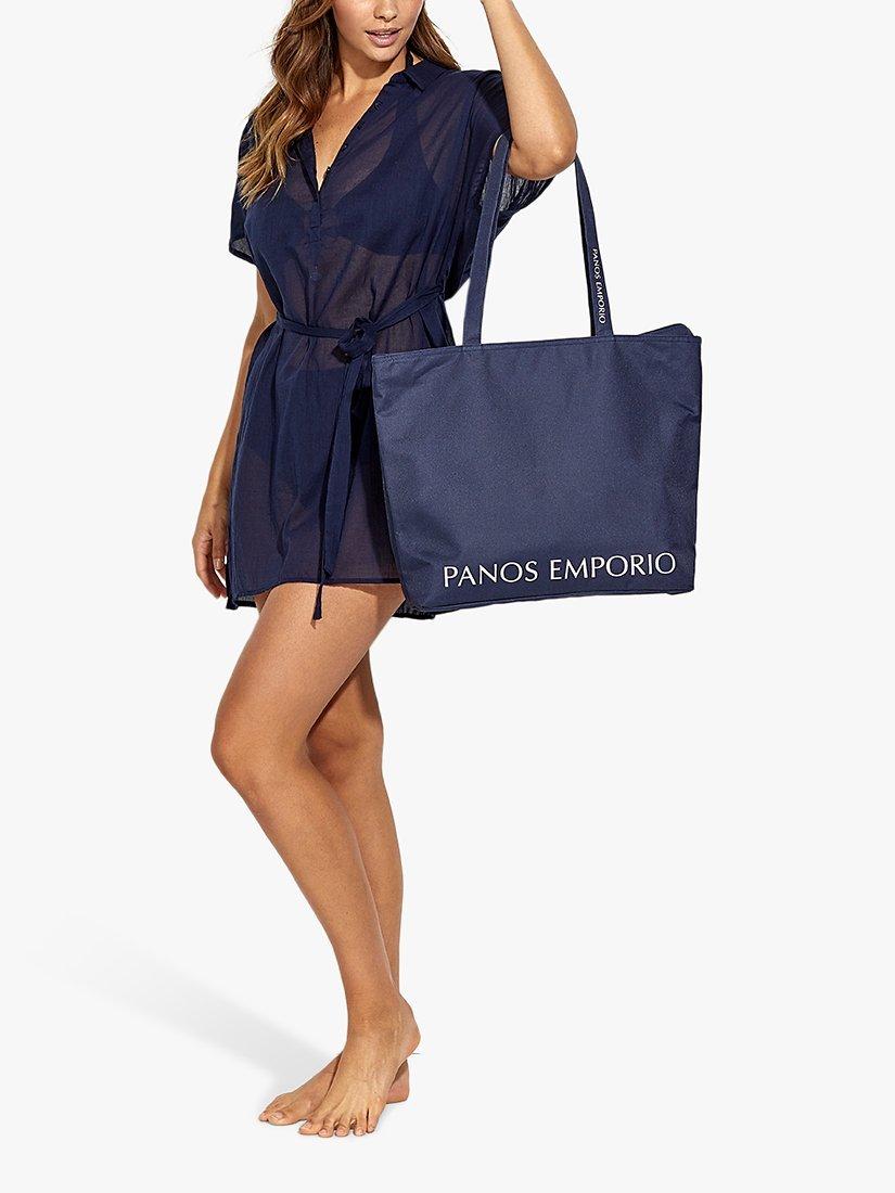 Product image 2 of 4, which shows Panos Emporio Kea Shirt Kaftan, Navy, S-M