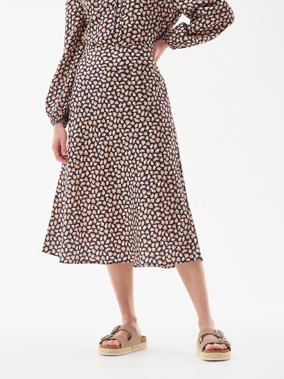 Barbour Coralin Midi Skirt, Starling/Multi