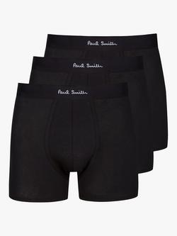 Paul Smith Stretch Cotton Long Trunks, Pack of 3, Black, Black