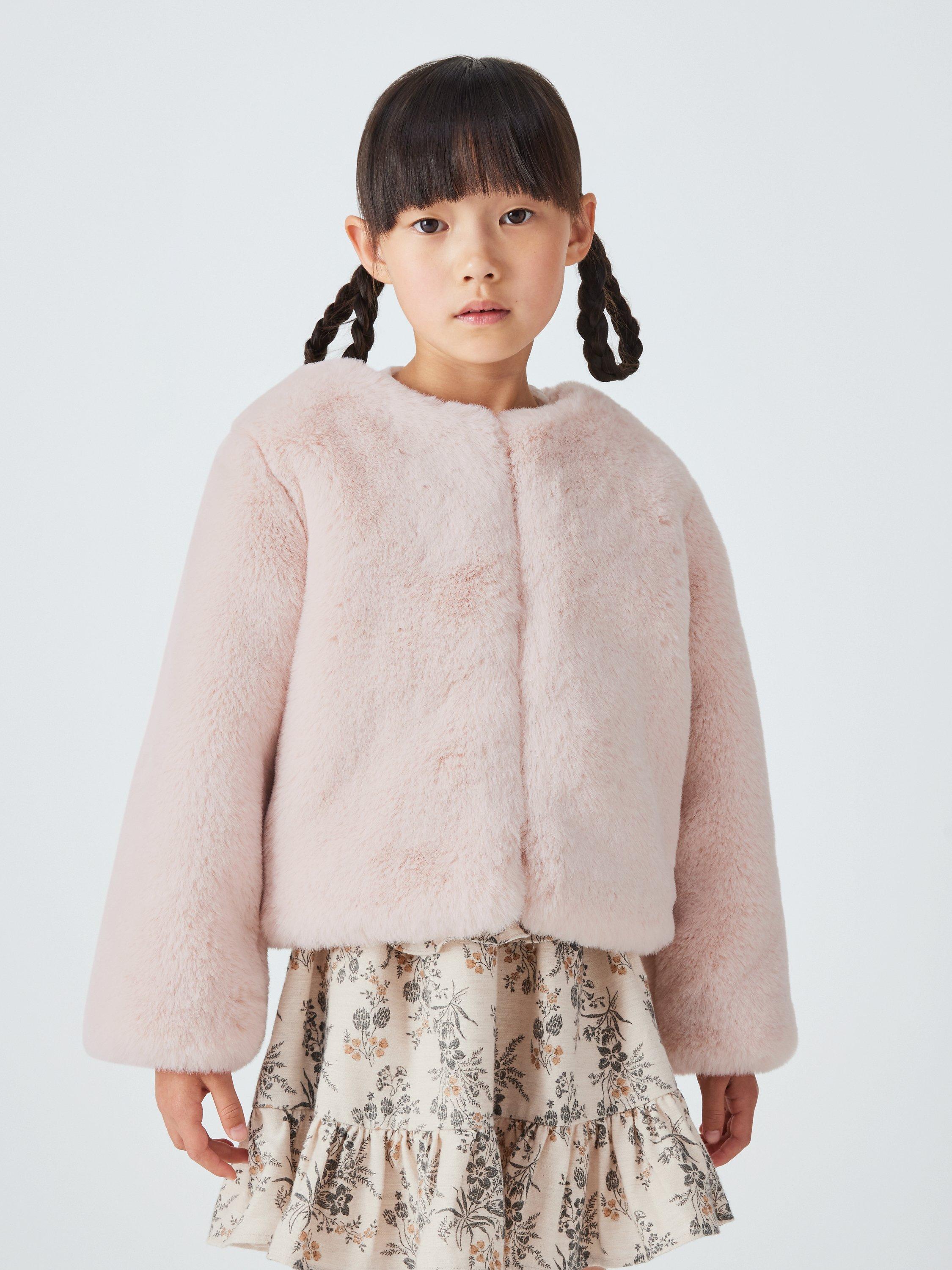 John Lewis Heirloom Collection Kids' Faux Fur Coat, Pink