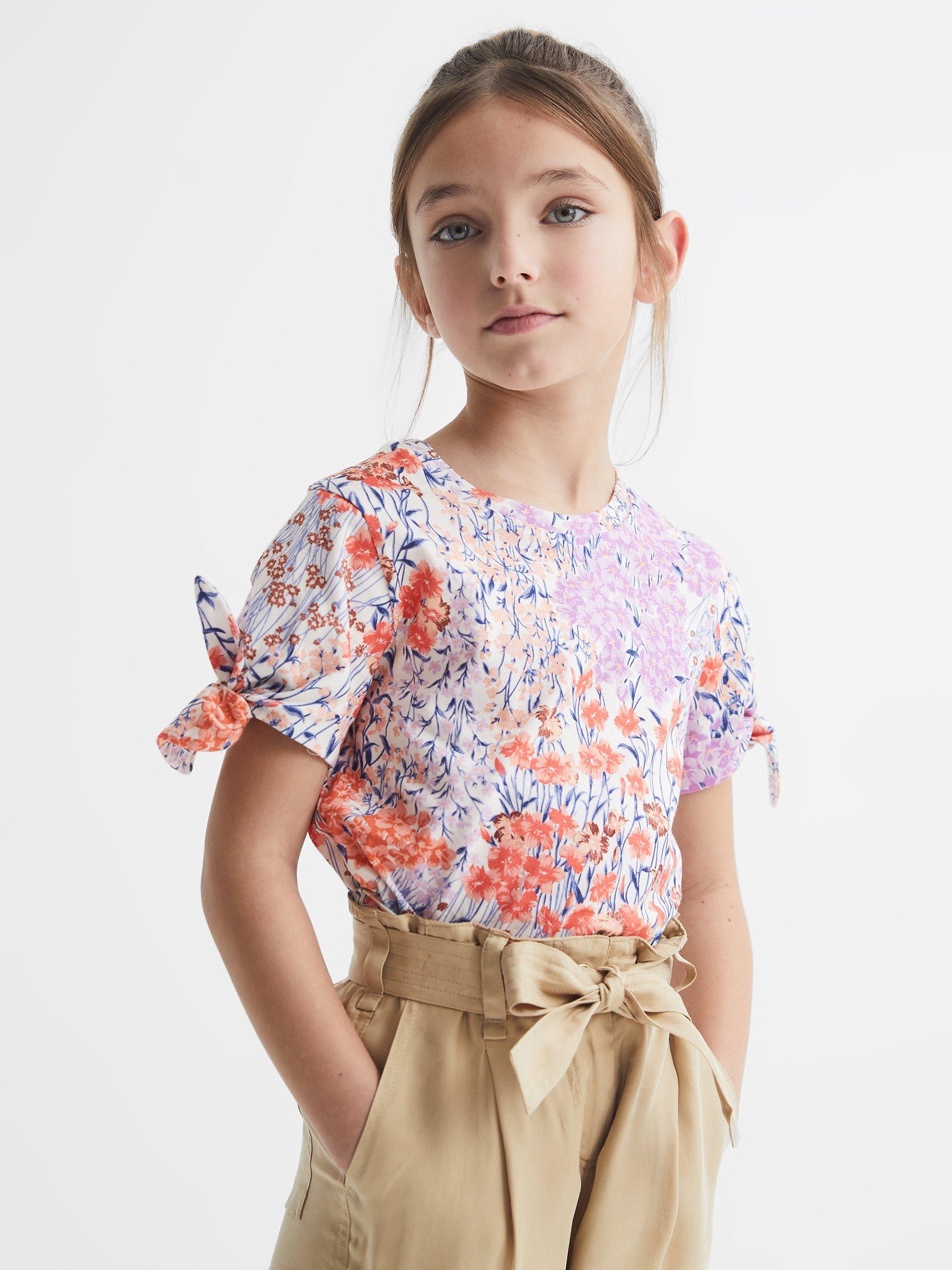Reiss Kids' Tally Cotton Floral Print T-Shirt
