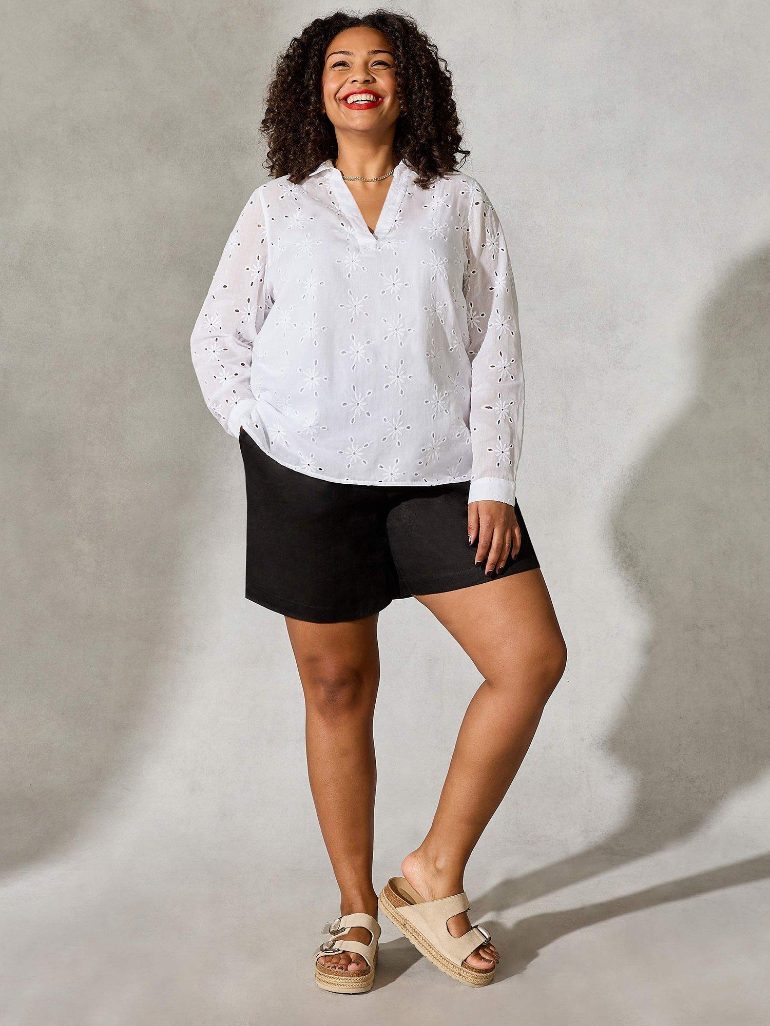Live Unlimited Curve Plain Linen Shorts, Black