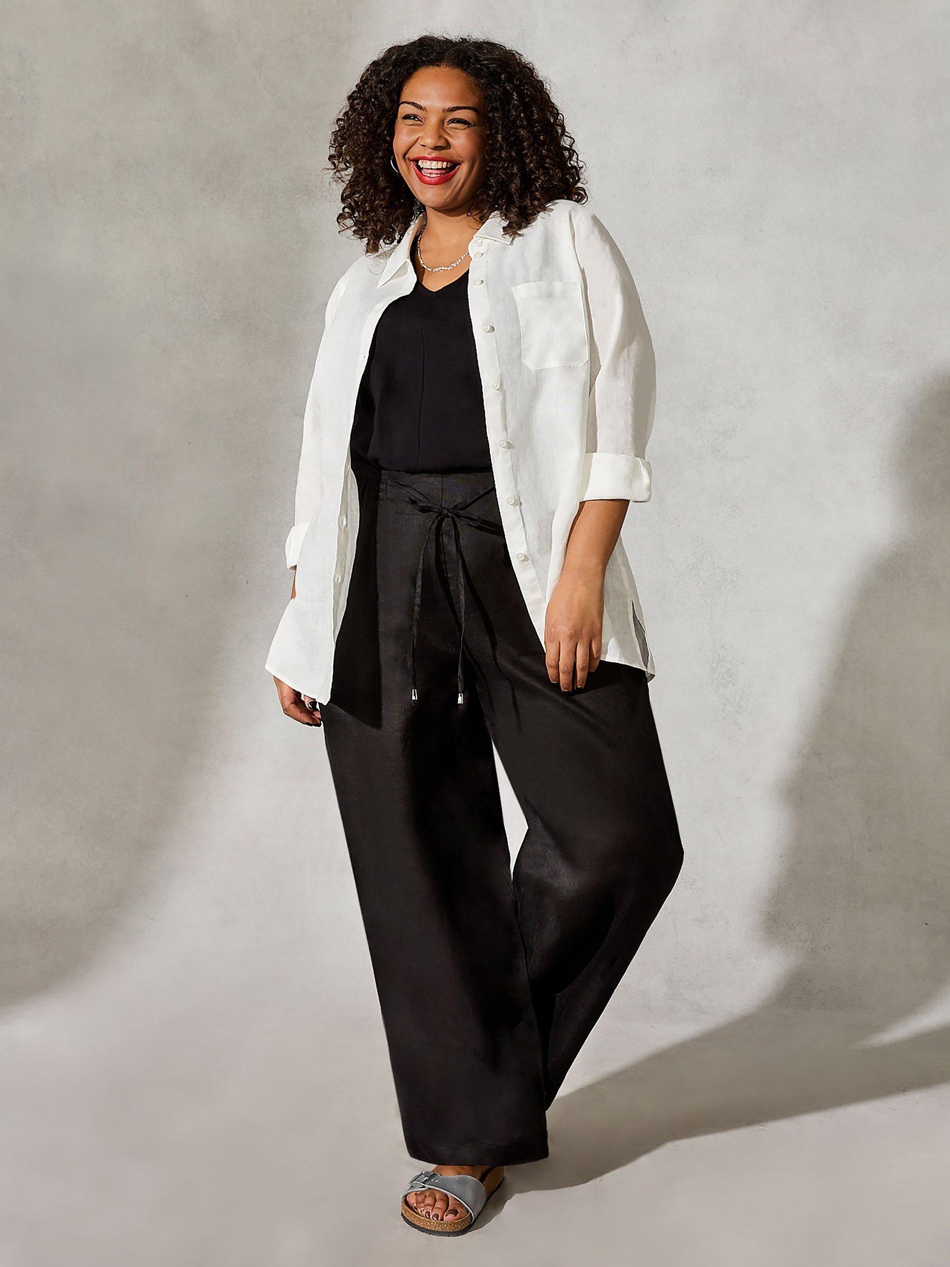 Live Unlimited Curve Linen Trousers, Black