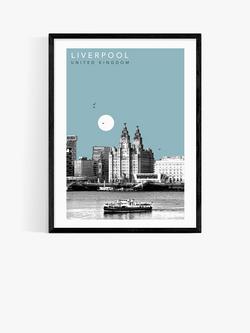 EAST END PRINTS Becks Norf Design 'Liverpool Cityscape' Framed Print, Black Frame