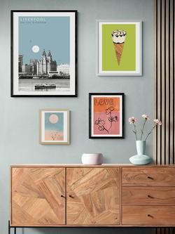 EAST END PRINTS Becks Norf Design 'Liverpool Cityscape' Framed Print - view 2, Black Frame