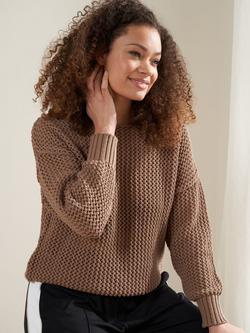 Truly Mesh Open Knit Jumper, Camel