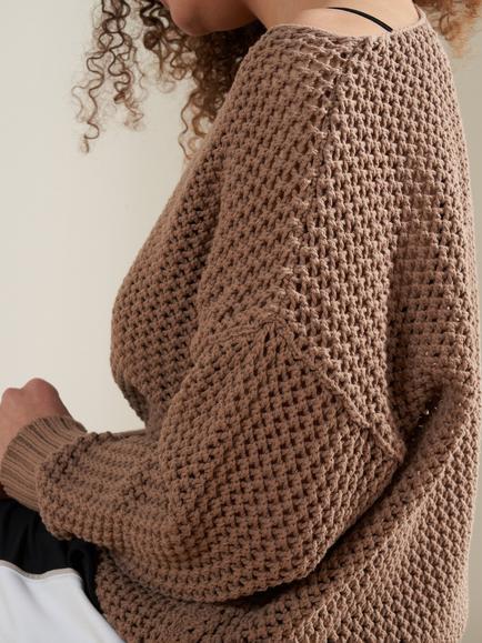 Truly Mesh Open Knit Jumper - view 2, Camel