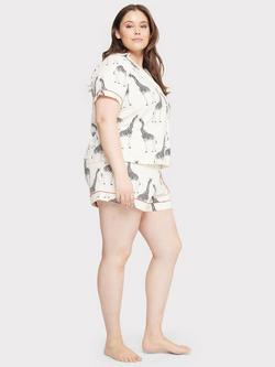Chelsea Peers Curve Organic Cotton Giraffe Shorts Pyjamas, Off White - view 2, Off White