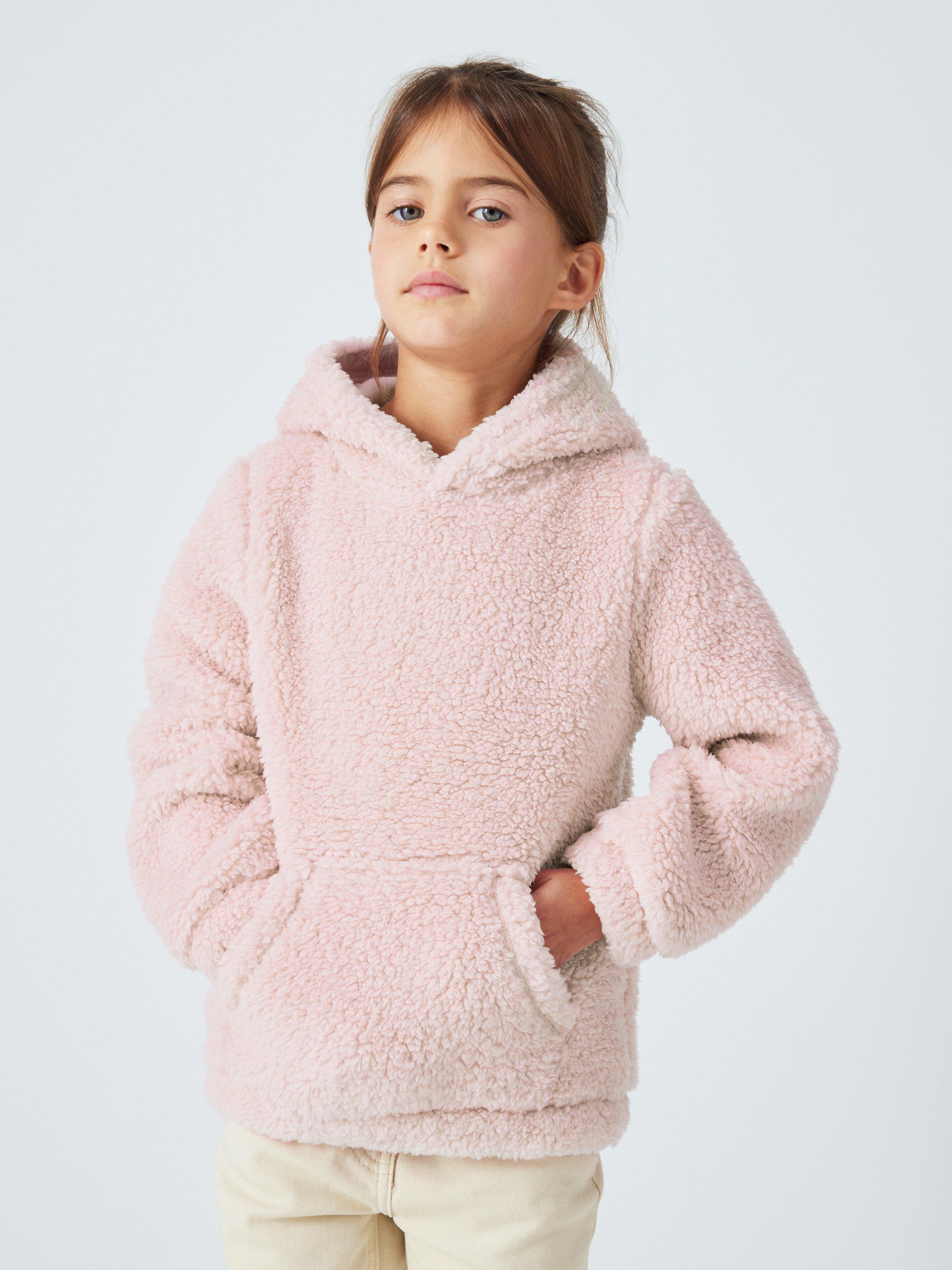 John Lewis Kids' Plain Borg Hoodie, Pink Nectar