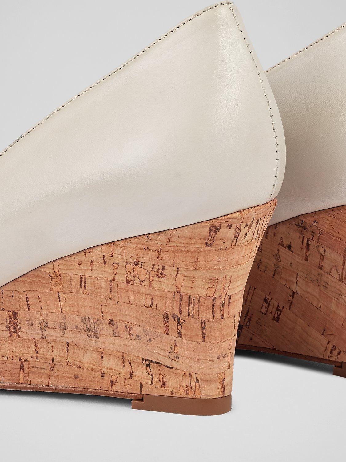 Product image 4 of 4, which shows L.K.Bennett Eevi Wedge Heel Leather Court Shoes, Ecru, 2