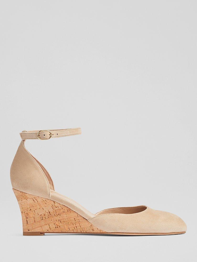 L.K.Bennett Bre Suede Open Court Shoes, Beige Trench
