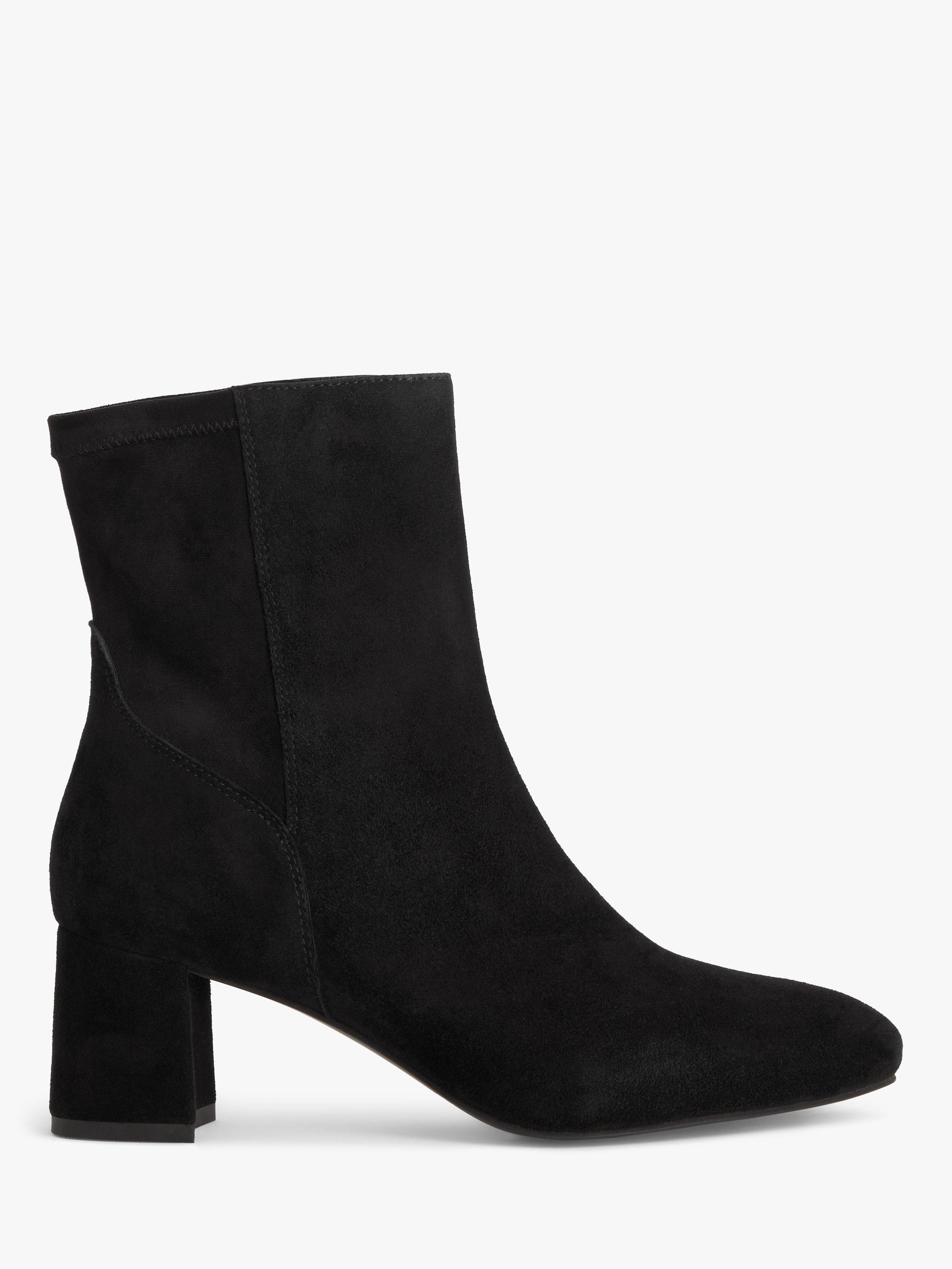 John Lewis Oaklee Stretch Suede Block Heel Ankle Boots Black