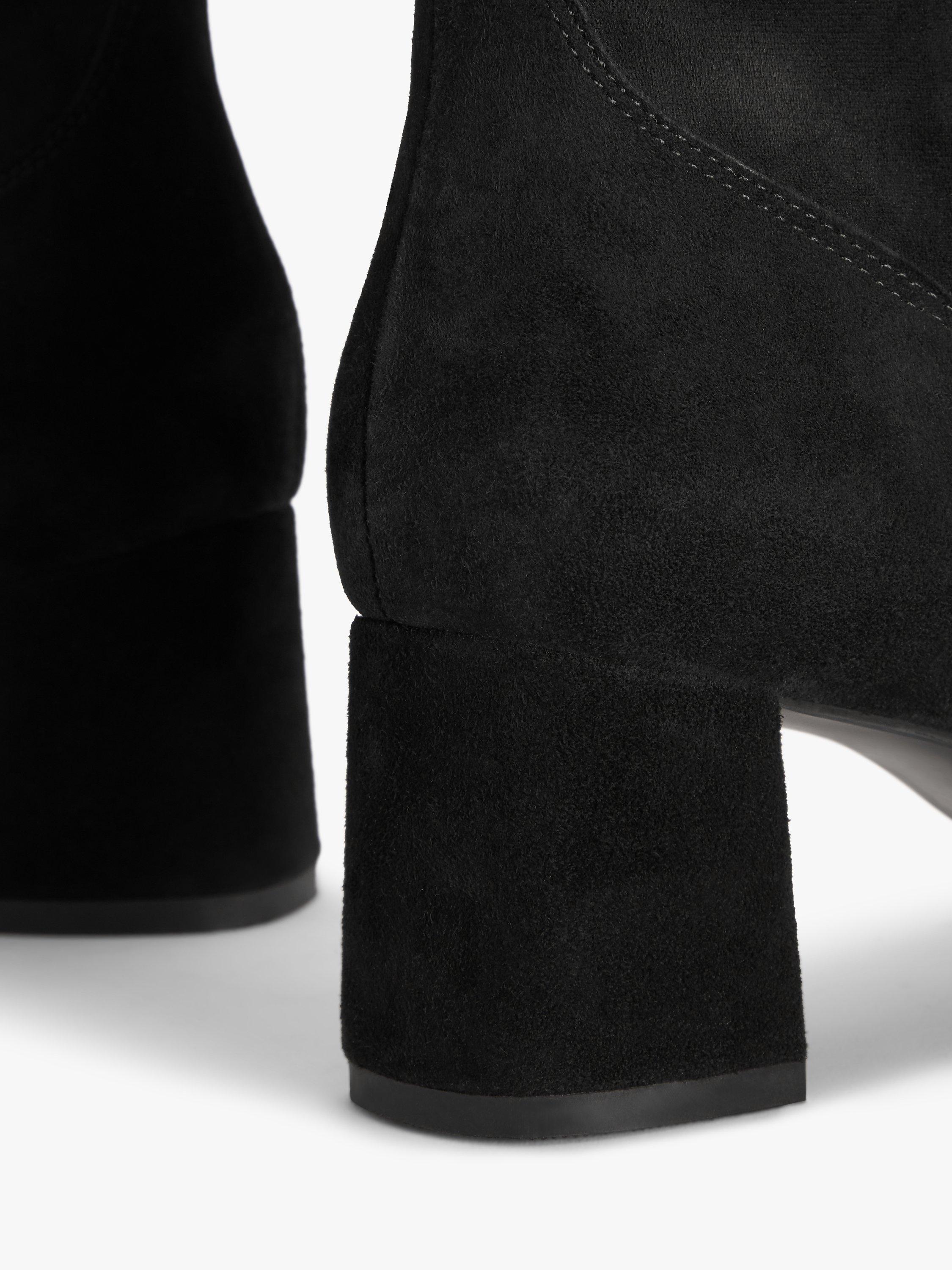 Product image 4 of 5, which shows John Lewis Oaklee Stretch Suede Block Heel Ankle Boots, Black, 3