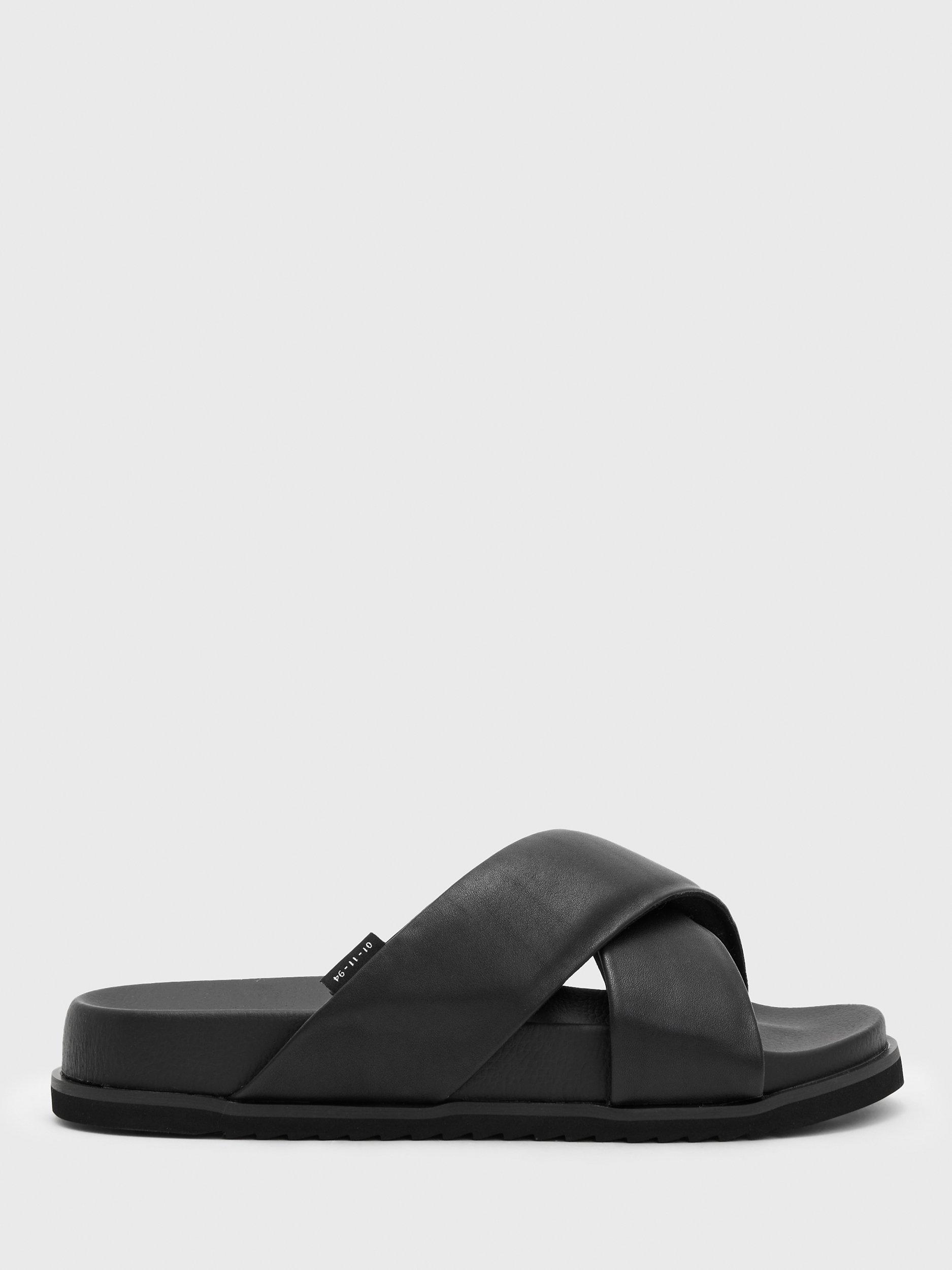 AllSaints Grit Leather Sandals, Black