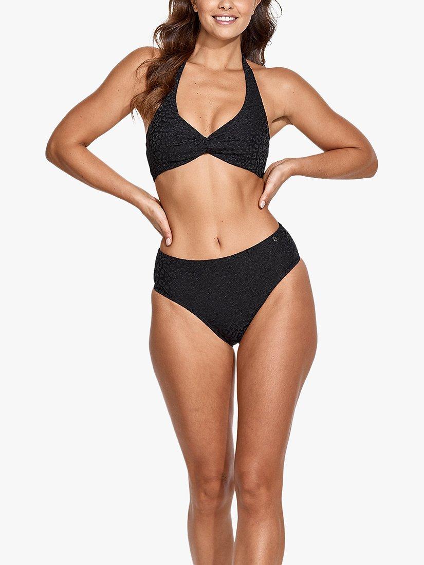 Panos Emporio Olympia Leopard Jacquard High Waist Bikini Brief, Black