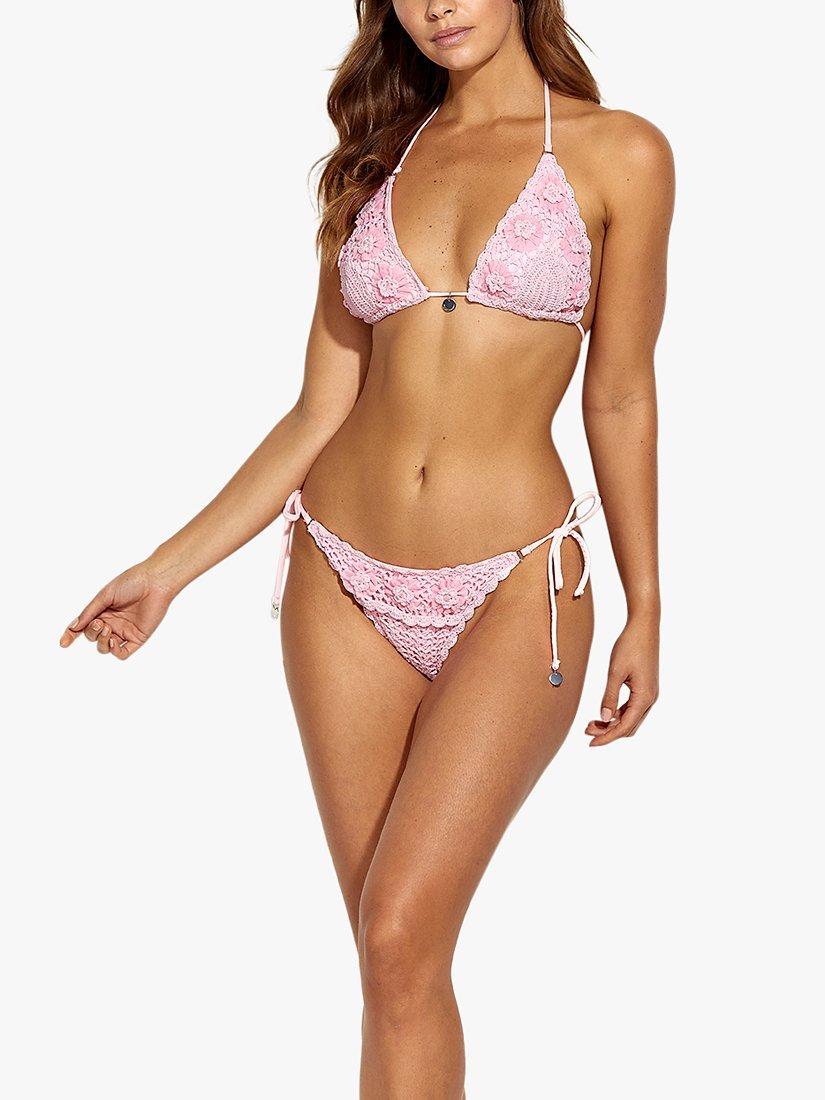 Product image 1 of 2, which shows Panos Emporio Crochet Lace Kandia Side Tie Bikini Briefs, Pink Sun, 6