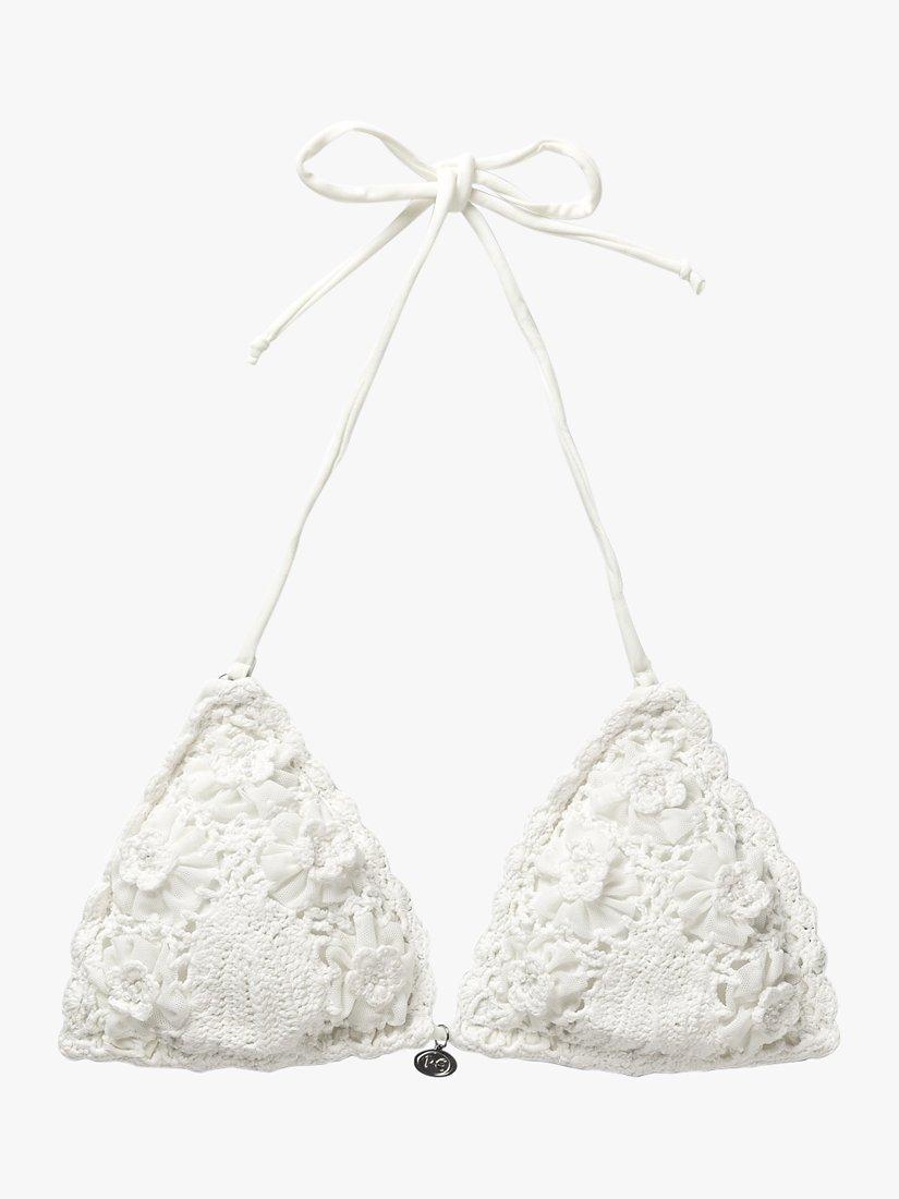 Product image 3 of 3, which shows Panos Emporio Crochet Lace Kandia Triangle Bikini Top, Off White, 6