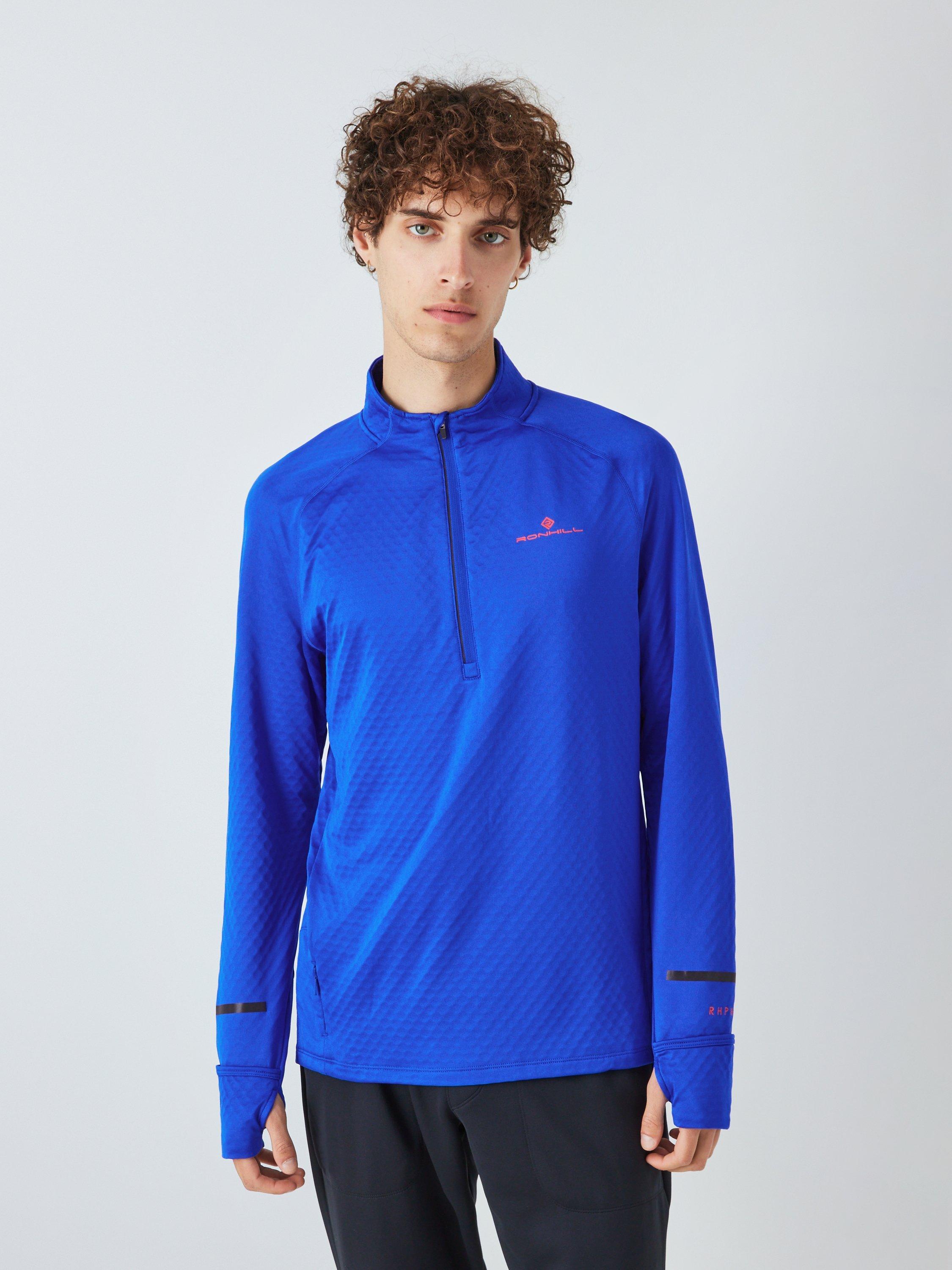 Ronhill Tech Prism 1/2 Zip Long Sleeve Running Top, Cobalt/Flame