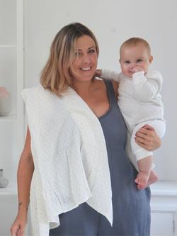 From Babies with Love First Kisses Baby Organic Baby Swaddling Shawl, Multi - view 2, Neutral