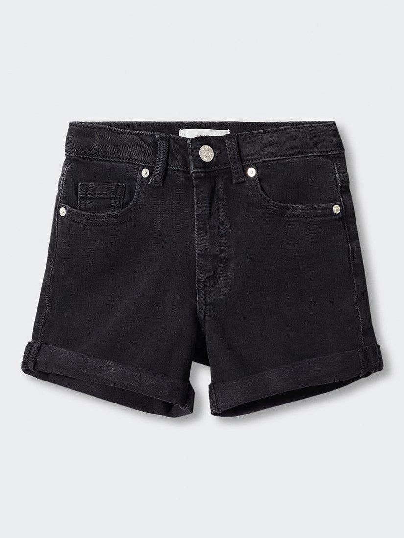 Mango Kids' Chip Rolled Hem Denim Shorts, Open Grey