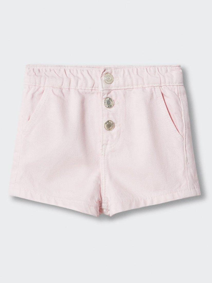 Mango Baby Pepi Buttoned Denim Shorts, Light Pastel Pink