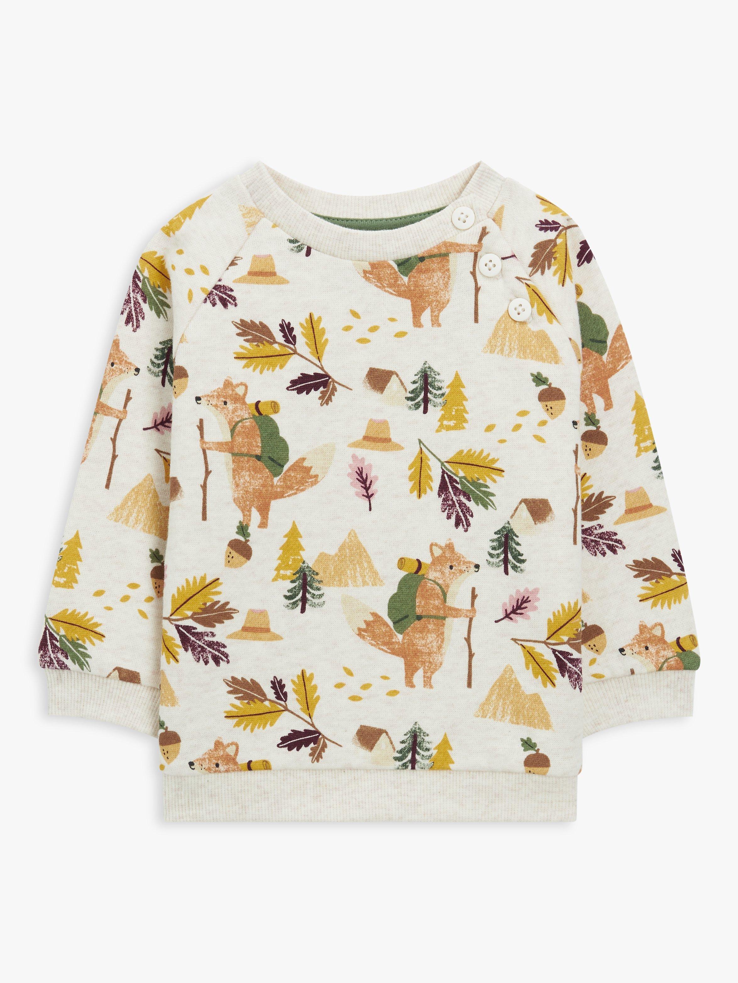 John Lewis Baby Woodland Print Sweatshirt, Multi
