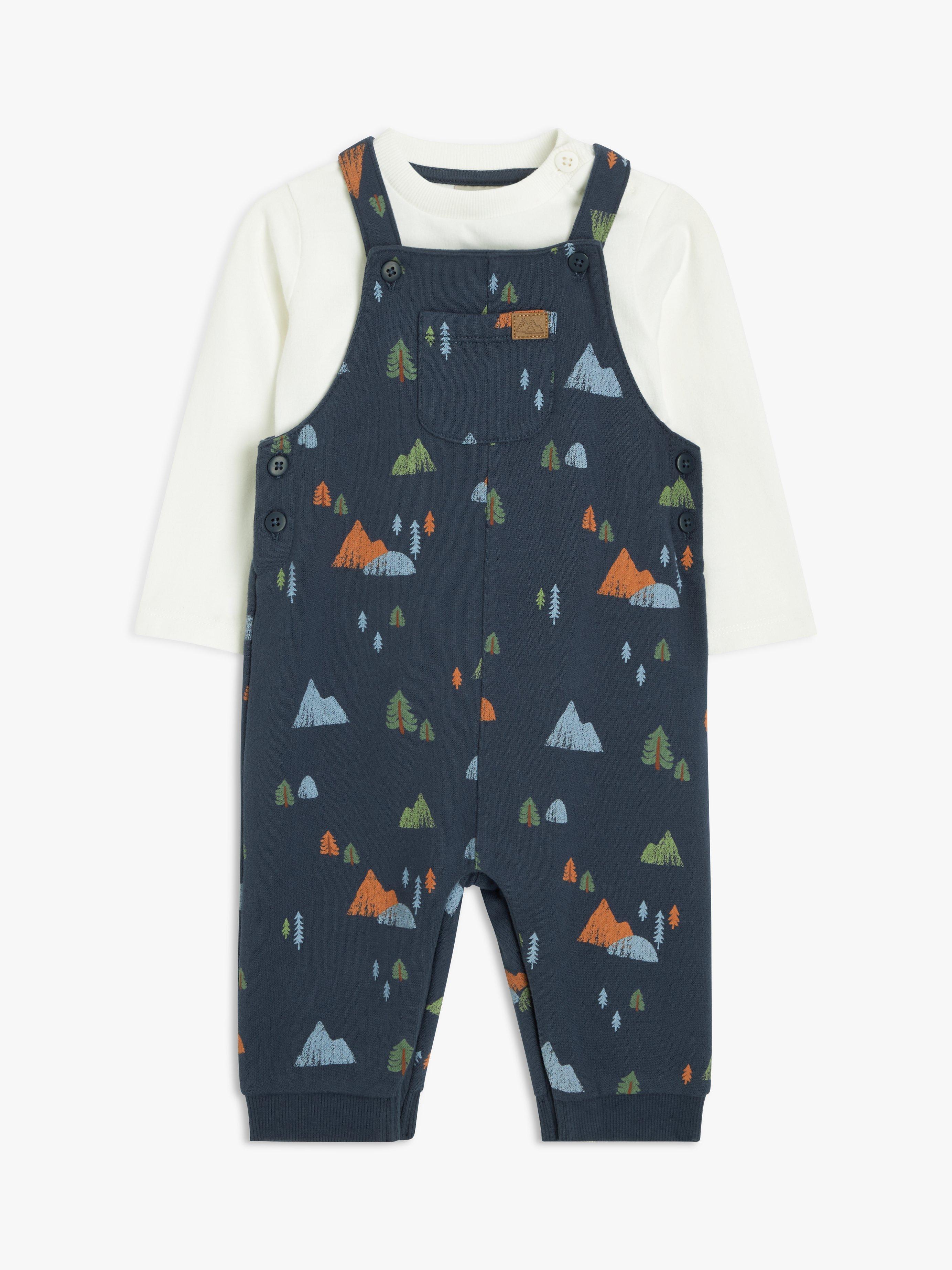 John Lewis Baby Jersey Dungaree & T-Shirt Set, Multi