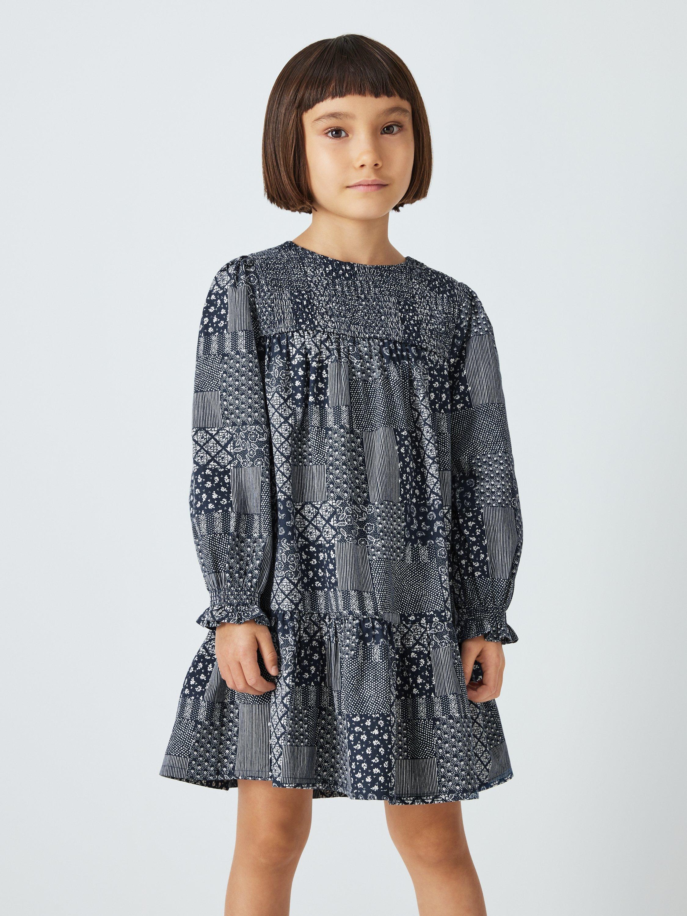 John Lewis Kids' Patchwork Dress, Midnight Navy