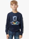 Fabric Flavours Kids' Batman Colour Block Sweatshirt, Navy Blue/Grey