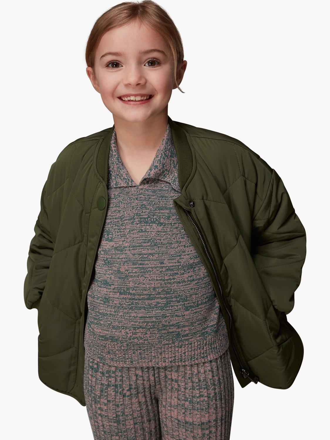 Product image 3 of 5, which shows Whistles Kids' Rib Knit Marl Flare Trousers, Multi, 3-4 years