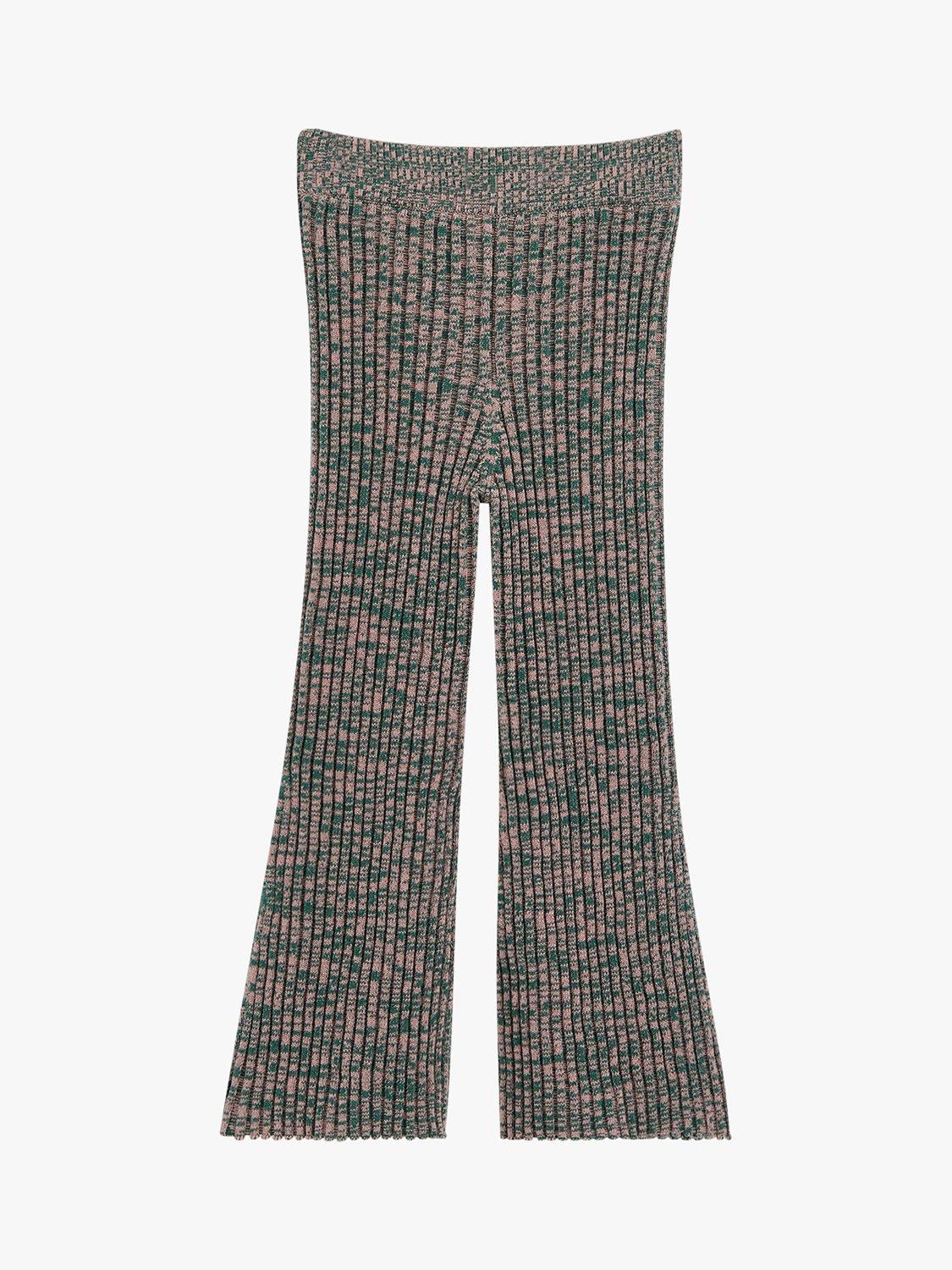 Product image 5 of 5, which shows Whistles Kids' Rib Knit Marl Flare Trousers, Multi, 3-4 years
