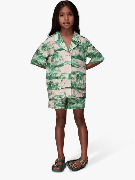 Whistles Kids' Sammy Waving Palms Shorts, Pink/Multi, Pink/Multi