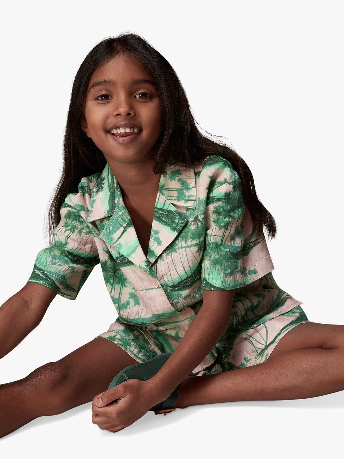Product image 4 of 6, which shows Whistles Kids' Sammy Waving Palms Shorts, Pink/Multi, 5-6 years