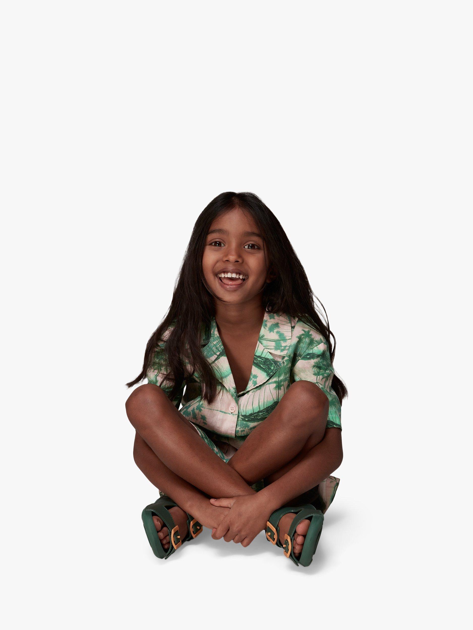 Product image 4 of 6, which shows Whistles Kids' Sammy Waving Palms Shirt, Pink/Multi, 3-4 years